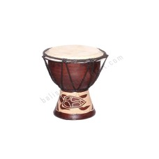 Wooden Brown Djembe Drum Carved Turtle 15 cm