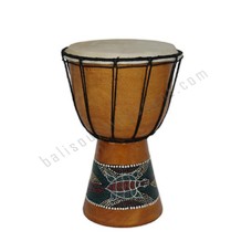 Wooden Natural Brown Djembe Drum Turtle Motif 50 cm