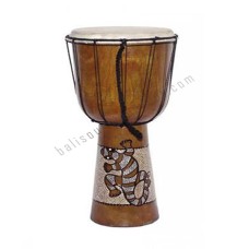 Wooden Djembe Drum Brown Painted Gecko 60 cm