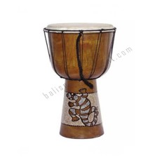 Wooden Djembe Drum Brown Painted Gecko 50 cm