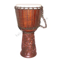 Wooden Brown Djembe Drum Carved Dragon 70 cm