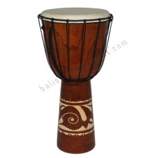 Wooden Djembe Drum Carved Leaf Brown 70 cm