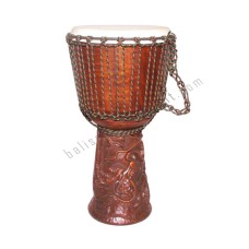 Wooden Brown Djembe Drum Carved Dragon 60 cm