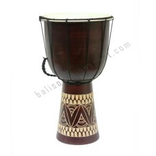 Wooden Dark Brown Djembe Drum Carved 60 cm