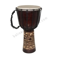 Wooden Dark Brown Djembe Drum Classic Carved 60 cm