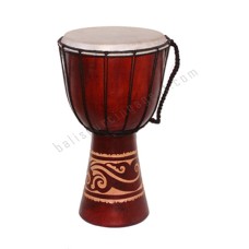 Wooden Djembe Drum Brown Carved Leaf 60 cm