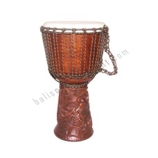 Wooden Brown Djembe Drum Carved Dragon 50 cm