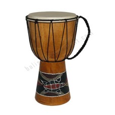 Wooden Natural Brown Djembe Drum Turtle Motif 60 cm