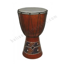 Wooden Djembe Drum Brown Aboriginal Painted 50 cm