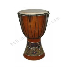 Wooden Djembe Drum Brown Abstract Painted 50 cm