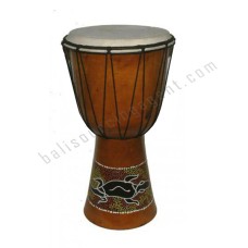 Wooden Djembe Drum Aboriginal Black Lizard 60 cm