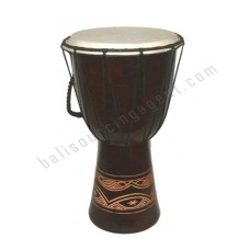 Wooden Djembe Drum Dark Brown Carved 60 cm