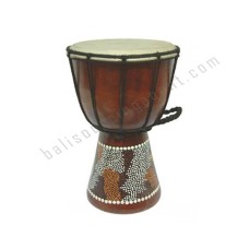 Wooden Djembe Drum Brown White Dots 40 cm