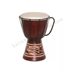 Wooden Djembe Drum Dark Brown Carved Leaf 40 cm