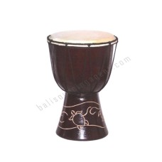 Wooden Djembe Drum Dark Brown Carved Turtle 40 cm