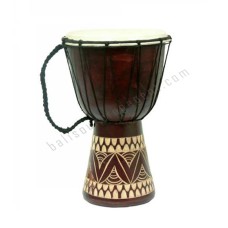 Wooden Dark Brown Djembe Drum Carved 50 cm