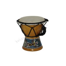 Wooden Natural Brown Djembe Drum Gecko Motif 15 cm