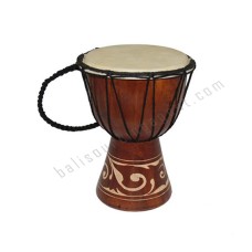 Wooden Djembe Drum Carved Leaf Brown 40 cm