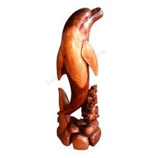 Wooden Single Dolphin On Base 165 cm