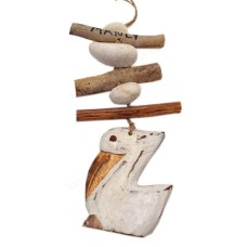 Wooden Pelican Driftwood Mobile 30 cm