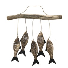 Wooden Rustic Fish Driftwood Mobile 35 cm