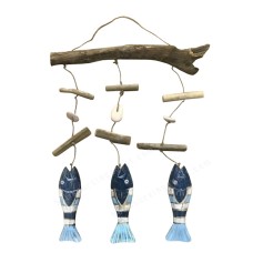 Wooden Blue Fish Driftwood Mobile 50 cm