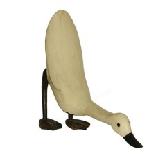 Wooden Foraging Duck Antique White 45 cm