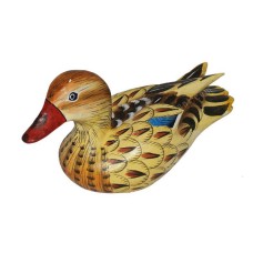 Wooden Brown Yellow Mallard Duck 20 cm