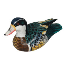 Wooden Black Blue Mallard Duck 25 cm