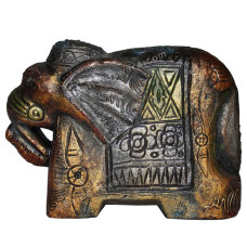 Wooden Golden Primitive Elephant