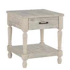 End Table Drawer And Shelf White Wash