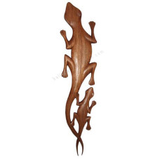Wooden Gecko Family Natural Brown 80 cm 