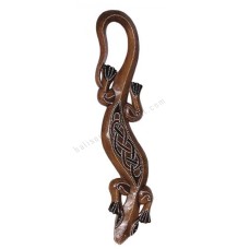 Wooden Gecko Brown Black Painted 80 cm 