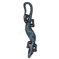 Wooden Gecko Black Grey Aborigine Painted 100 cm 