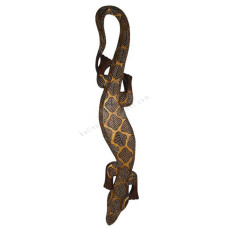 Wooden Gecko Dark Brown Gold Painted 100 cm 