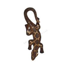 Wooden Gecko Dark Brown Gold Painted 50 cm 