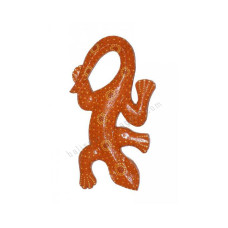 Wooden Gecko Orange Dots Painted Flower 30 cm 