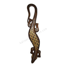 Wooden Gecko Dark Brown Gold Painted 100 cm