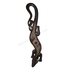 Wooden Gecko Dark Brown Carved Motif 100 cm 