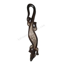 Wooden Gecko Dark Brown White Painted 100 cm 