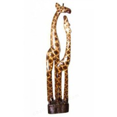 Wooden Giraffe Family Natural Burnt 100 cm