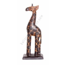 Wooden Giraffe Black Brown On Base 30 cm