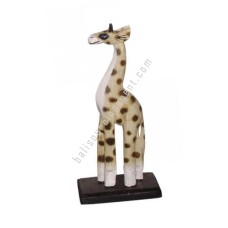 Wooden Giraffe Natural With Dots On Base 30 cm