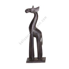 Wooden Giraffe Black Antique On Base 40 cm