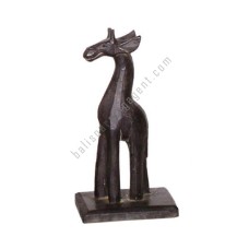 Wooden Giraffe Black Antique On Base 20 cm 