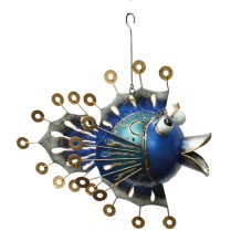 Hanging Metal Fish Blue Silver Gold 22 cm