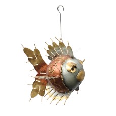 Hanging Metal Fish Silver Brown Gold 22 cm