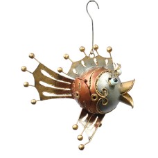 Hanging Metal Fish Silver Brown Gold 24 cm