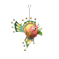 Hanging Metal Fish Yellow Green Pink 20 cm