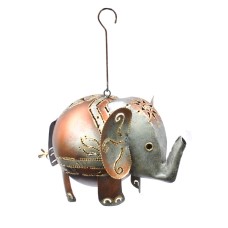 Hanging Metal Baby Elephant Brown Silver Gold 21 cm